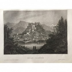 Hohen- Salzburg: Ansicht - Stahlstich, 1860