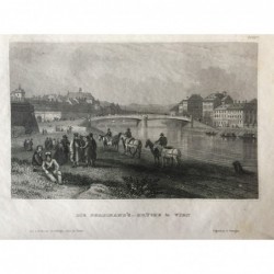 Wien: Ansicht Ferdinandsbrücke - Stahlstich, 1860