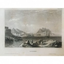 Palermo: Teilansicht - Stahlstich, 1860