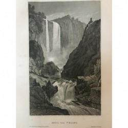 Velino: Ansicht Wasserfall - Stahlstich, 1860