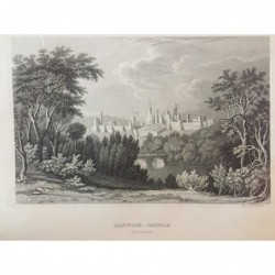 Alnwick Castle. Ansicht - Stahlstich, 1860
