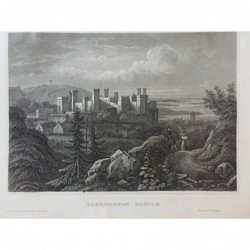Caernarvon Castle: Gesamtansicht - Stahlstich, 1860
