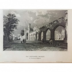 Durham: Ansicht Bischofspalast - Stahlstich, 1860