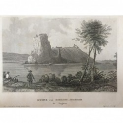 Schloß Theben: Ansicht - Stahlstich, 1860