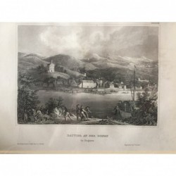 Battina, Gesamtansicht: Battina an der Donau in Ungarn - Stahlstich, 1850