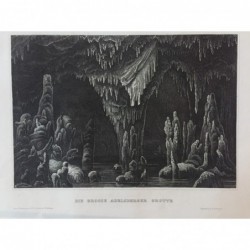 Postojna (Adelsberger Grotte): Ansicht - Stahlstich, 1860