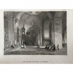 Brussa: Innenansicht der großen Moschee - Stahlstich, 1860