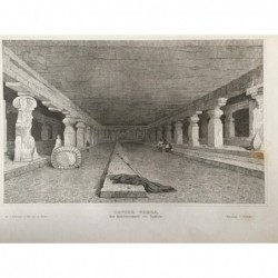Detter Warra: Innenansicht Höhlentempel - Stahlstich, 1860