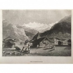 Der Himalaya: Ansicht Dorf - Stahlstich, 1860