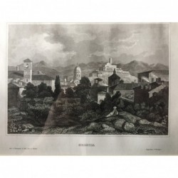 Brescia, Gesamtansicht - Stahlstich, 1850