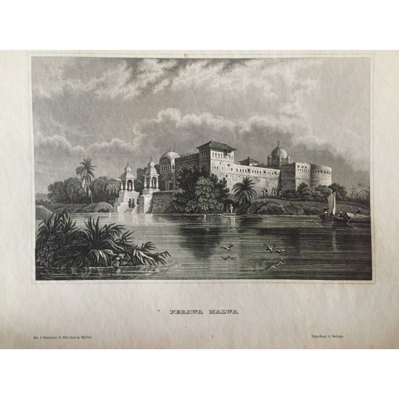 Perawa Malwa: Ansicht Festung - Stahlstich, 1860
