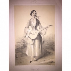 Gabrielle im Sommer - Lithographie, 1840