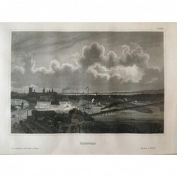 Stettin, Gesamtansicht - Stahlstich, 1850