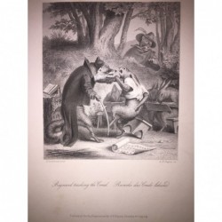 Fuchs und Hase - Stahlstich, 1850