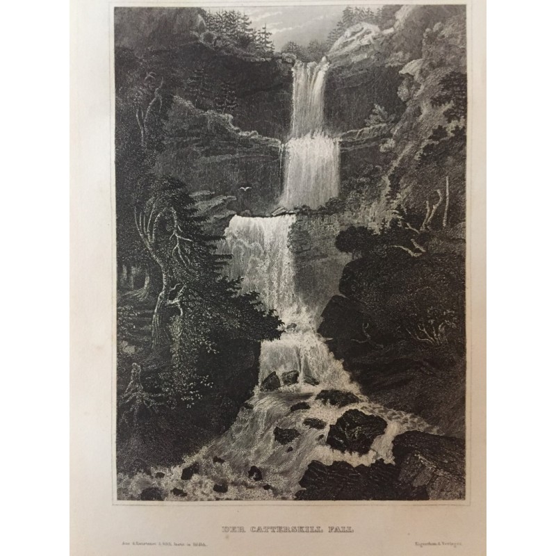 Catterskill Fall: Ansicht - Stahlstich, 1860