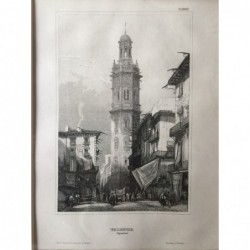 Valencia (Spanien), Ansicht - Stahlstich, 1850