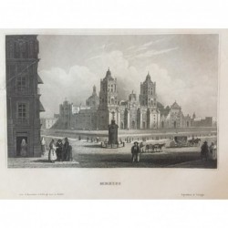 Mexico City: Teilansicht - Stahlstich, 1860