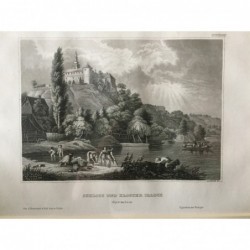 Illock, Gesamtansicht: Schloss und Kloster Illock (Syrmien) - Stahlstich, 1850