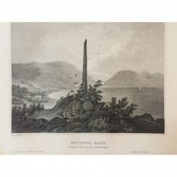 Sognefjord: Ansicht Frithiofssäule - Stahlstich, 1860