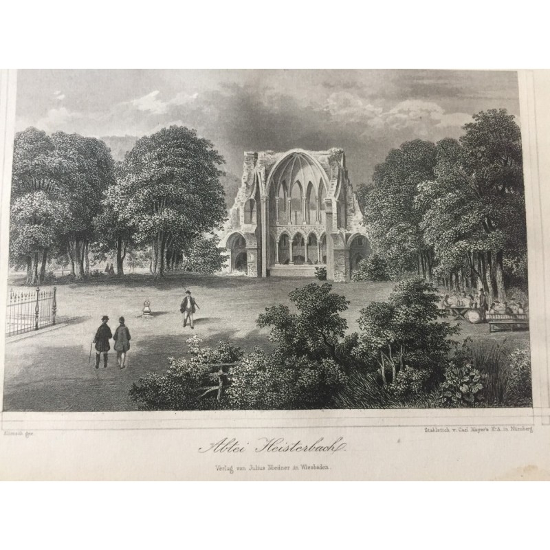 Heisterbach, Gesamtansicht: Abtei Heisterbach - Stahlstich, 1875