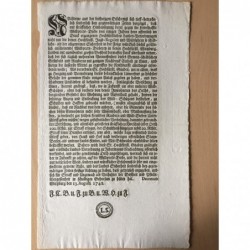 Betr. Maßnahmen gegen Wilddiebe - Buchdruck, 1742