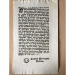 Betr. Ausfuhrverbot von Feldfrüchten wg. Missernte - Buchdruck, 1753