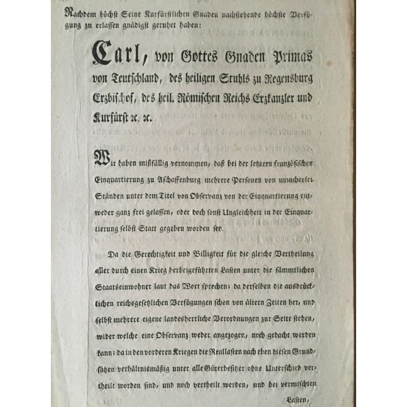 Dekret Regensburg 15.11.1805 - Buchdruck, 1805