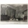 Rom, Ansicht: Der Vesta- Tempel in Rom - Stahlstich, 1850