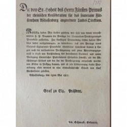 Dekret betr. Naturalien-Versteigerungsprotokolle - Buchdruck, 1807