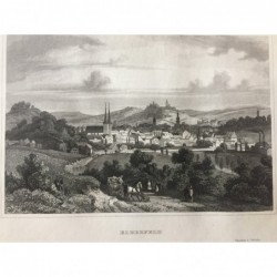 Wuppertal, Gesamtansicht: Elberfeld (Wuppertal) - Stahlstich, 1850