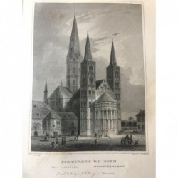 Bonn, Außenansicht: Die Domkirche zu Bonn - Stahlstich, 1847