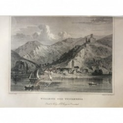 Wellmich, Gesamtansicht: Wellmich und der Thurmberg - Stahlstich, 1847