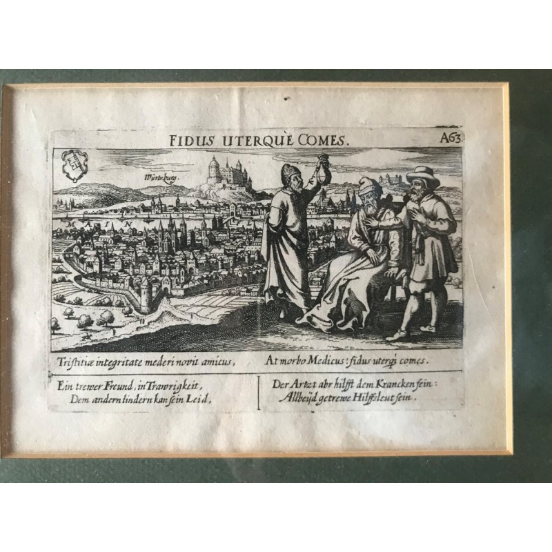 Würzburg. Gesamtansicht: Würtzburg Nr. A 63 - Kupferstich, 1625