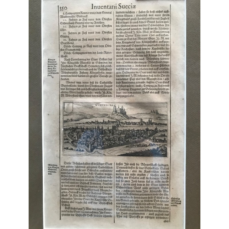 Würzburg. Gesamtansicht: Würtzburg - Kupferstich, 1632