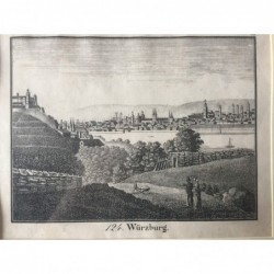 Würzburg, Ansicht von Südwesten - Lithographie, 1829