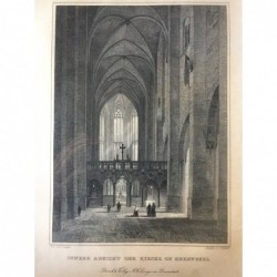 Oberwesel, Innenansicht der Kirche zu Oberwesel - Stahlstich, 1847