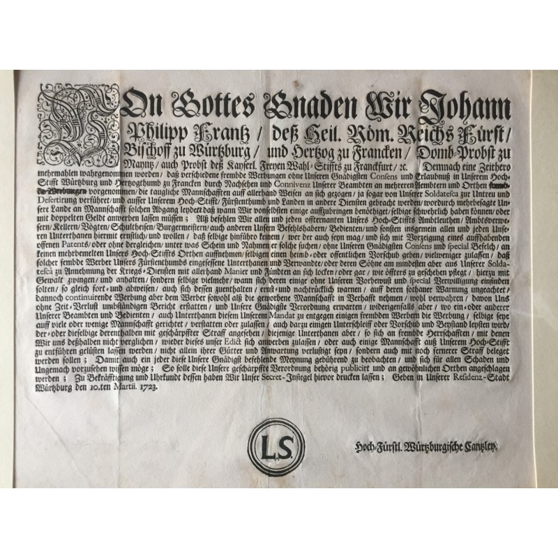 Abwerbung von Soldaten - Buchdruck, 1723