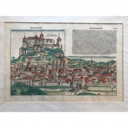 Würzburg, Gesamtansicht: Herbipolis - Holzschnitt, 1493