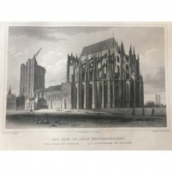 Der Dom in Köln (Seitenasicht), noch nicht vollendet - Stahlstich, 1847