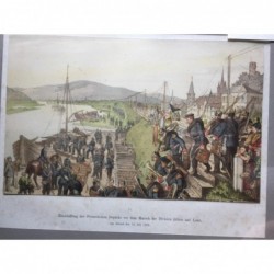 Gemünden/M., Einschiffung des Preussischen Gepäcks bei Gemünden am 12.7.1866 - Lithographie, 1870