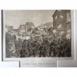Fronhofen/Ufr., Gefecht der Brigade Wrangel bei Fronhofen gegen Hessen- Darmstädter am 13.7.1866 - Lithographie, 1870