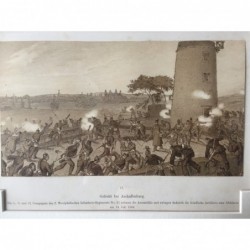 Aschaffenburg, Gefecht bei Aschaffenburg (Aumühle) am 14.7.1866 - Lithographie, 1870