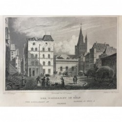 Köln, Gesamtansicht: Der Heumarkt in Köln - Stahlstich, 1847
