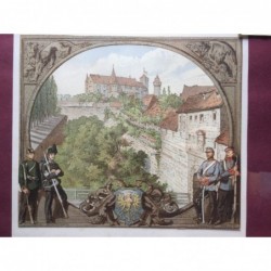 Nürnberg, Die Burg von Nürnberg im August 1866 - Lithographie, 1870