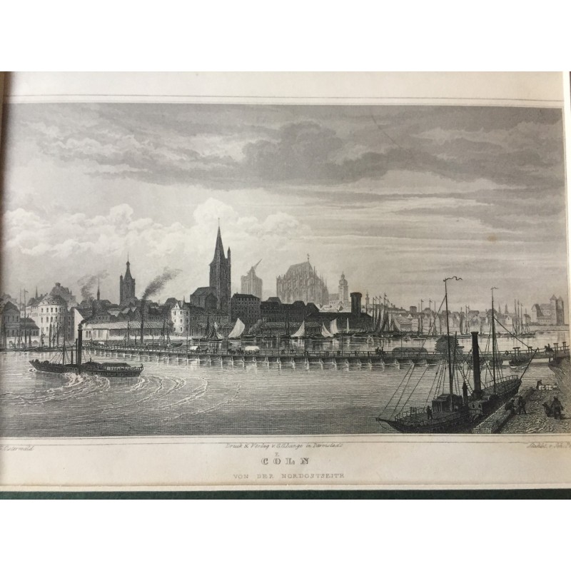 Köln, Gesamtansicht: Köln von der Nordostseite - Stahlstich, 1847