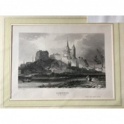 Limburg, Gesamtansicht: Limburg an der Lahn - Stahlstich, 1850