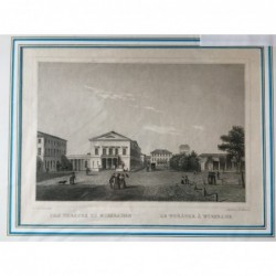 Wiesbaden, Ansicht: Das Theater zu Wiesbaden - Stahlstich, 1850
