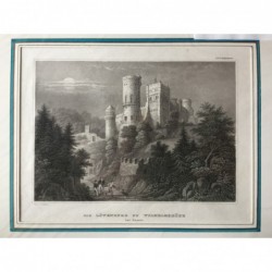 Kassel, Ansicht: Die Löwenburg zu Wilhelmshöhe bei Kassel - Stahlstich, 1850