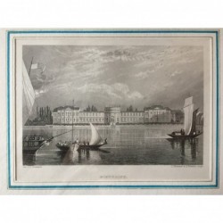 Wiesbaden, Ansicht: Bieberich - Stahlstich, 1850
