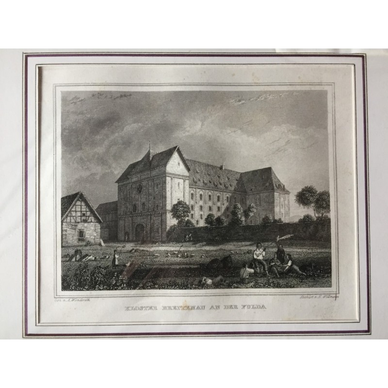 Kloster Breitenau, Ansicht. - Stahlstich, 1850